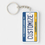 Customizable Pennsylvania License Plate Keychain at Zazzle