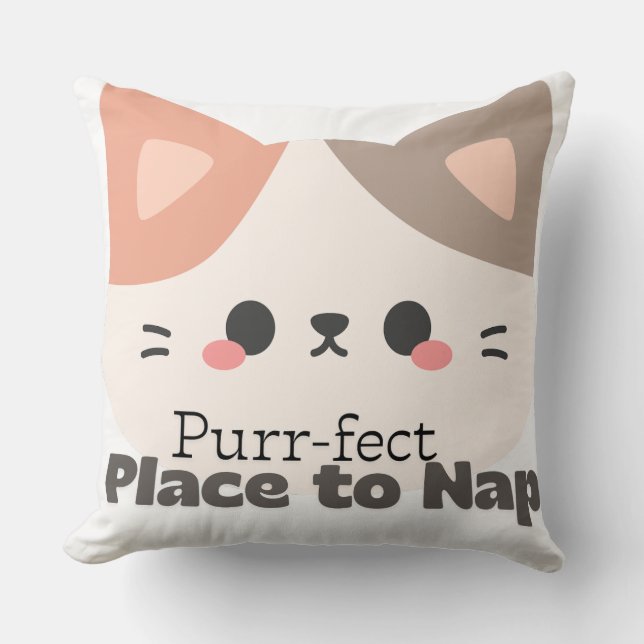 Customizable Perfect Place to Nap Cat Throw Pillow (Front)