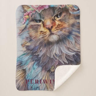 Customizable Persian Name & Photo Cute Cat Sherpa Blanket