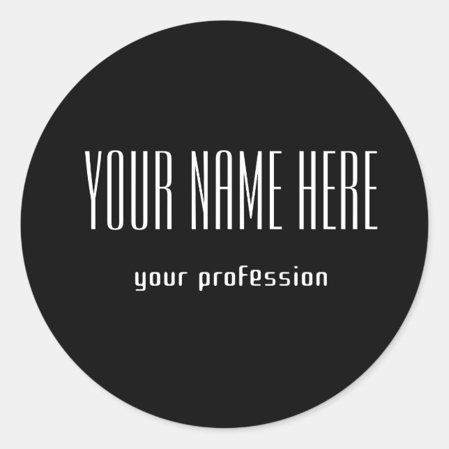 Customizable personal business card classic round sticker (Front)