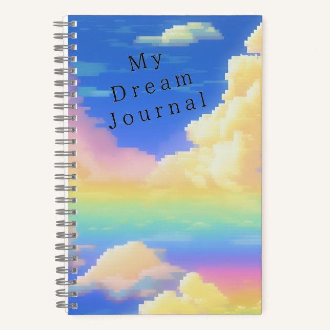 Customizable Personal Dream Journal Cloudy Pixels (Front)