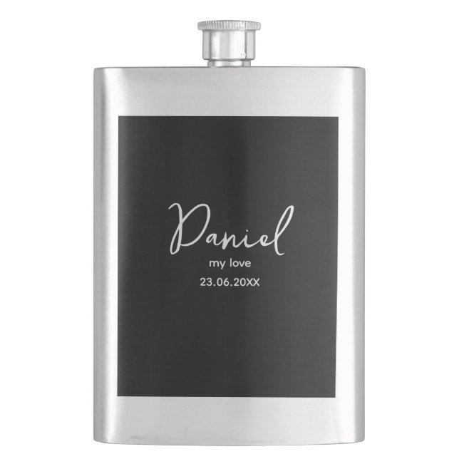 Customizable personal initials,  gift for man flask (Front)