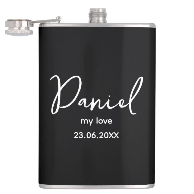 Customizable personal initials,  gift for man flask (Opened)