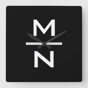 Customizable personal monogram square wall clock