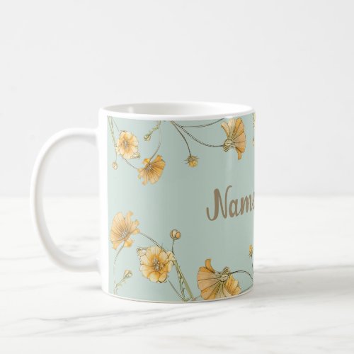 Customizable Personalize Floral Coffee Tea Cup Mug