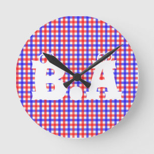 Customizable Personalize Initials Cute Round Clock