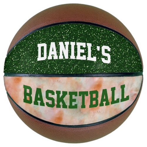 Customizable Personalized Basketball Green Glitter