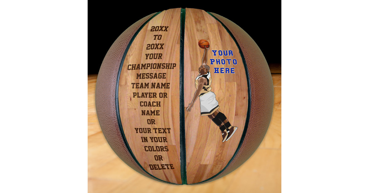 Customizable Personalized Basketball PHOTO, TEXT | Zazzle