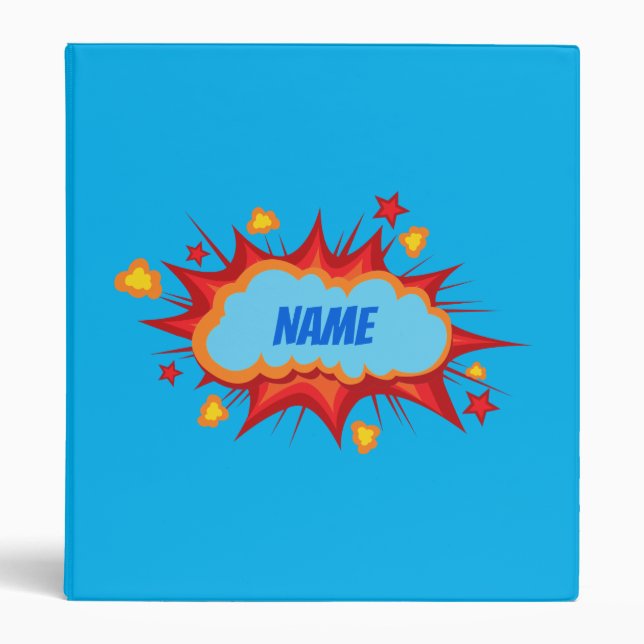 Customizable personalized comic explosion 3 ring binder (Front)
