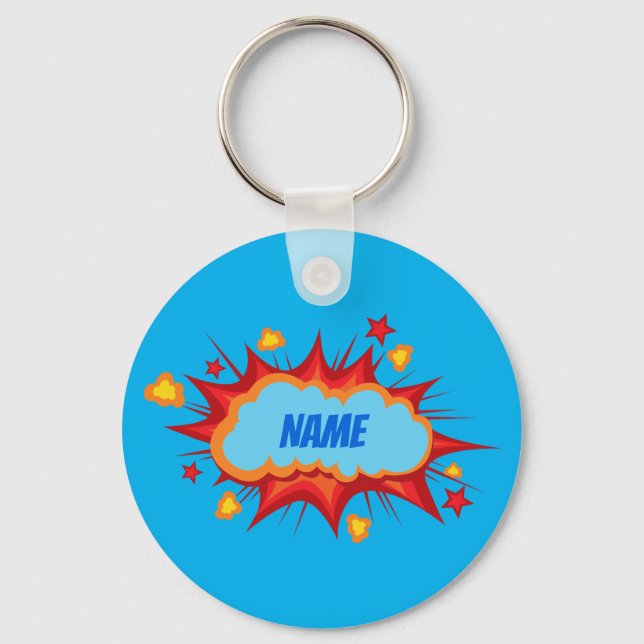 Customizable personalized comic explosion keychain (Front)