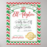 Customizable Personalized Elf Adoption Certificate