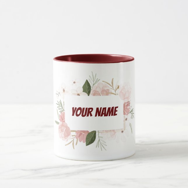 Customizable personalized floral frame mug (Center)