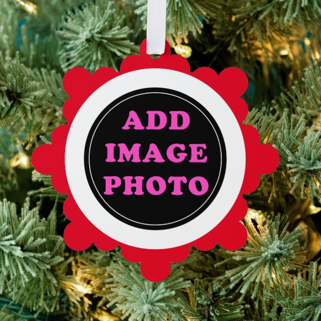 Customizable Personalized Image Photo Red Ornament Card (Insitu (Tree))