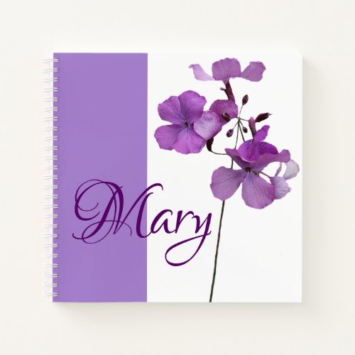 Customizable personalized Mary name purple floral  Notebook