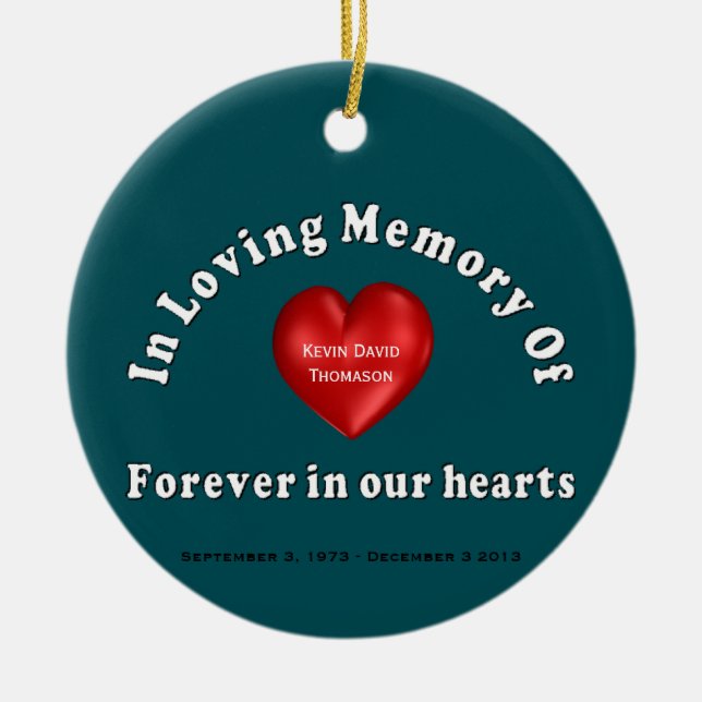 Customizable Personalized Memorial Ceramic Ornament (Front)