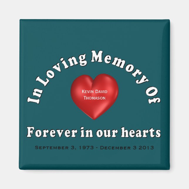 Customizable Personalized Memorial Magnet (Front)