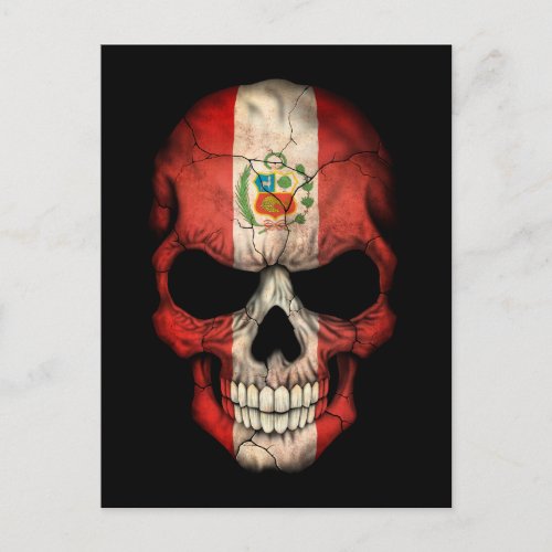 Customizable Peruvian Flag Skull Postcard