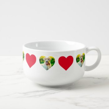 Customizable Pet And Hearts Pattern  Soup Mug by RicardoArtes at Zazzle