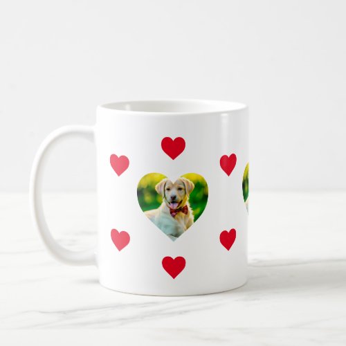 Customizable Pet and Hearts Pattern White Coffee Mug