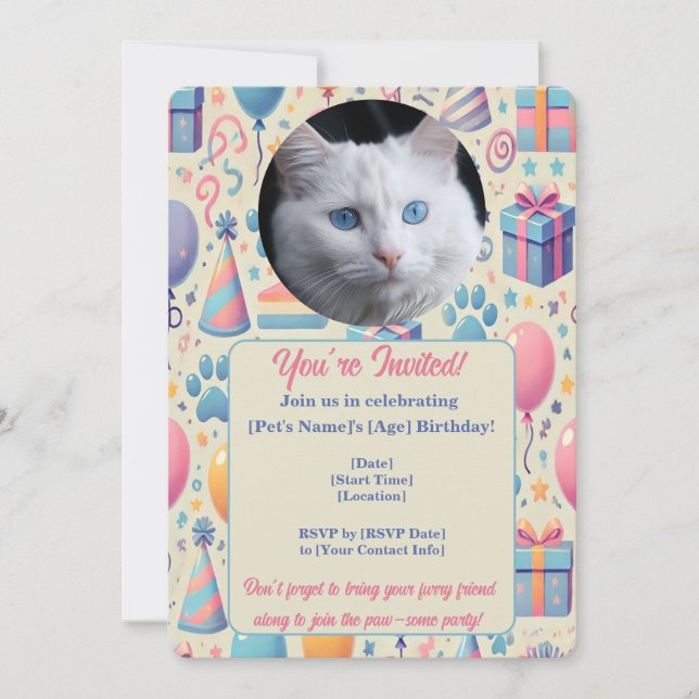 Customizable Pet Birthday Invitation (Front)