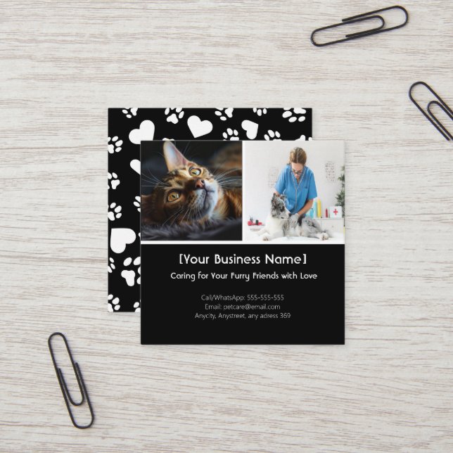 Customizable Pet Care Business Card with Photos  (Front/Back In Situ)