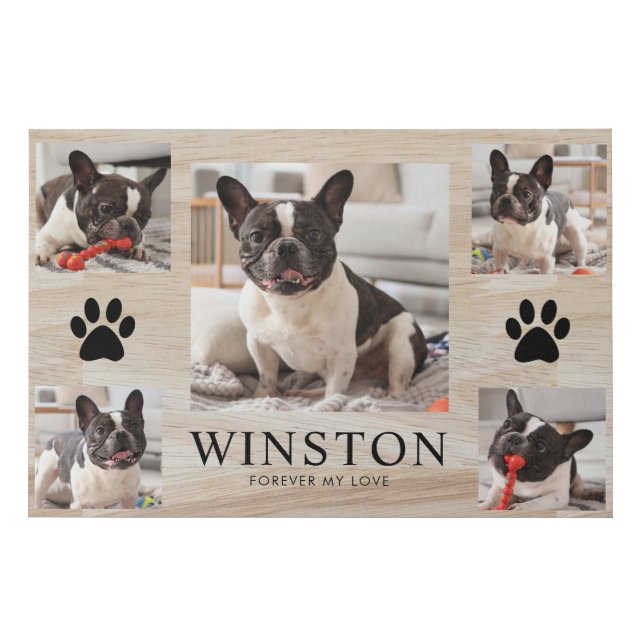 Customizable Pet Dog Memorial Photo Keepsake Faux Canvas Print (Front)