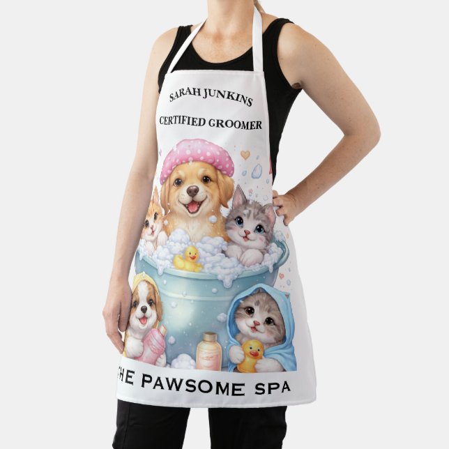 Customizable Pet Grooming Apron – Cute Kawaii Pets (Insitu)