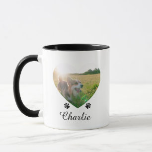 Customizable Pet Heart-Shaped Photo Template Text Mug