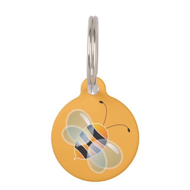 Customizable Pet ID Tag - Bee Design. (Front)