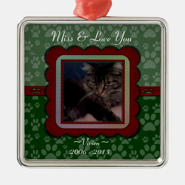 Customizable Pet Memorial  Metal Ornament (Front)