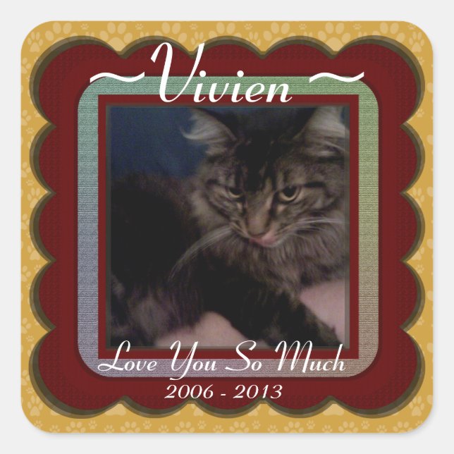 Customizable Pet Memorial  Square Sticker (Front)