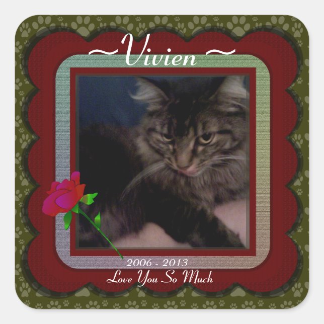 Customizable Pet Memorial  Square Sticker (Front)