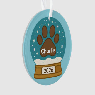 Customizable Pet Paw Print Snow Globe Ornament 