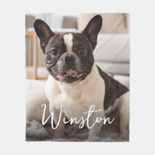 Customizable Pet Photo Keepsake Dog Name Fleece Blanket