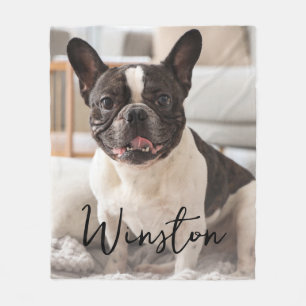 Customizable Pet Photo Keepsake Dog Name Fleece Blanket