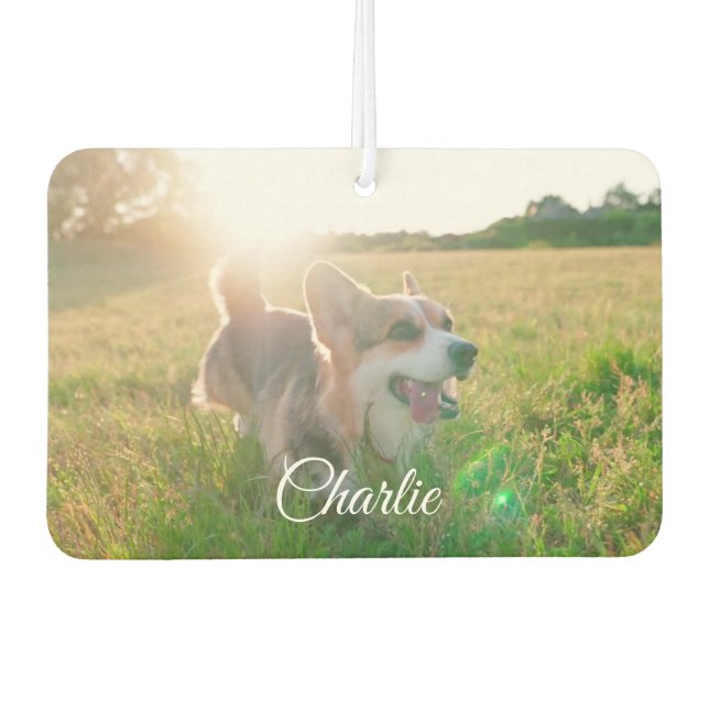 Customizable Pet Photo Template & Text For Name  Air Freshener (Front)