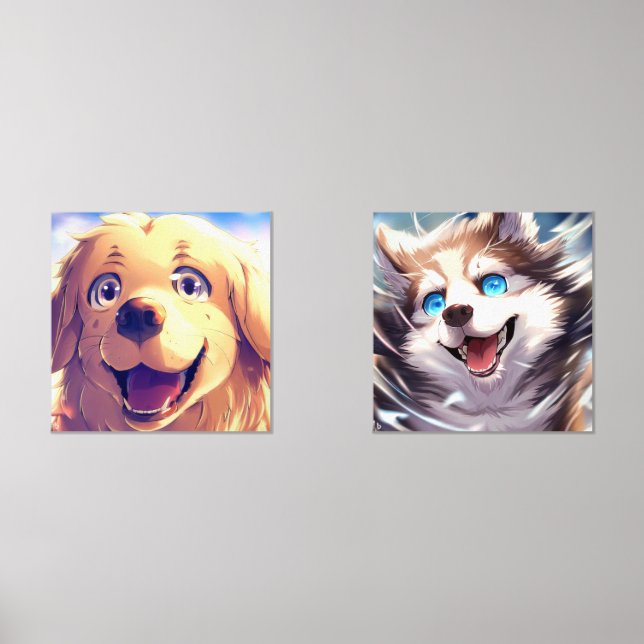 Customizable Pet Portrait - Upload Your Pet Wall Art Sets (Front)