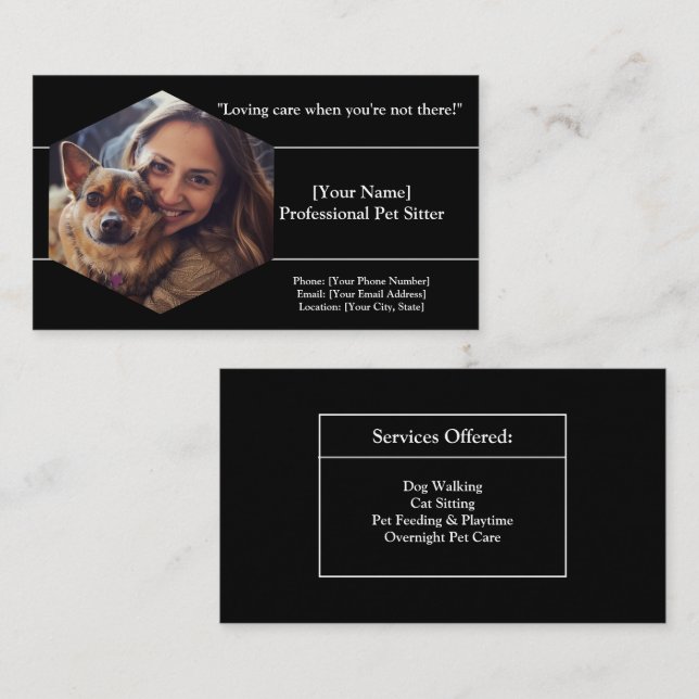 Customizable Pet Sitter Business Card  (Front/Back)