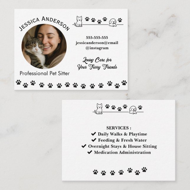 Customizable Pet Sitter Business Card  (Front/Back)