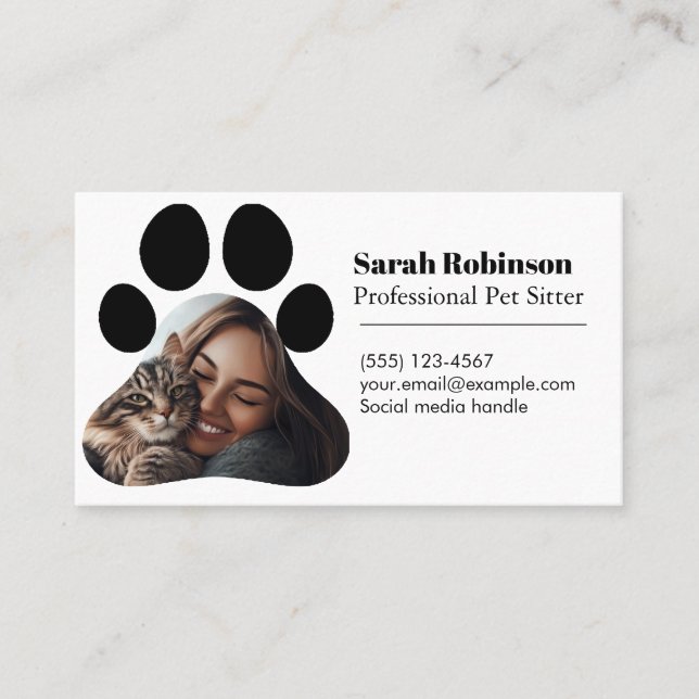 Customizable Pet Sitter Business Card with Photo  (Front)
