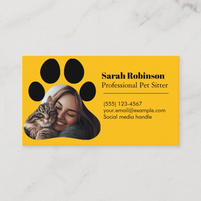 Customizable Pet Sitter Business Card with Photo  (Front)