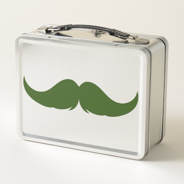 Customizable Petite Handlebar Moustache Metal Lunch Box (Back)