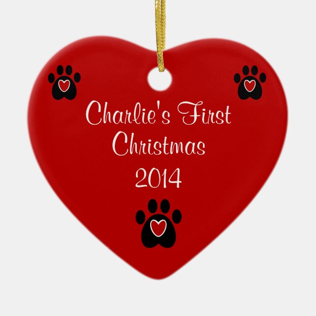 Customizable Pet's First Christmas Ceramic Ornament (Front)