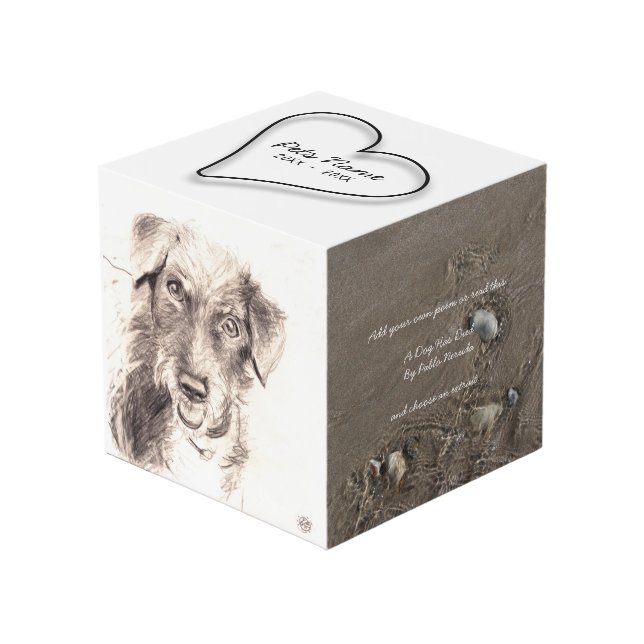 Customizable Pets memorial Photo Cube add poem (Front Angled)