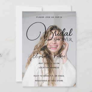 Customizable Photo and Black Text Bridal Shower Invitation