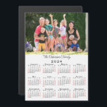 Customizable Photo and Name 2024 Calendar Magnet<br><div class="desc">Keep the people you love nearby with a customizable 2024 calendar magnetic card. Replace the sample photo and name with your own in the sidebar. The custom text is in a black handwritten script font. Below it is a small 2024 calendar with black weekdays and red weekend dates on a...</div>