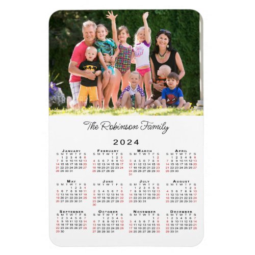 Customizable Photo and Name 2024 Calendar Magnet