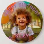 Customizable Photo and Name Birthday Button