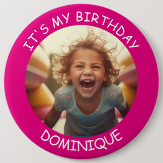 Customizable Photo and Name Birthday Button