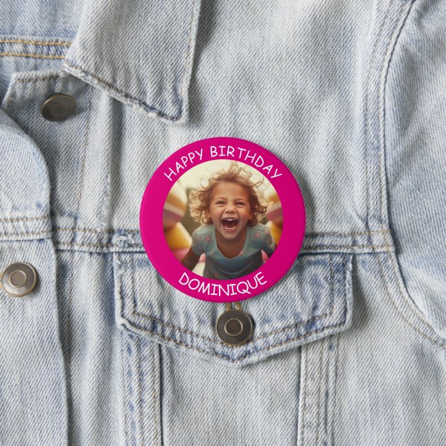 Customizable Photo and Name Birthday Button (In Situ)